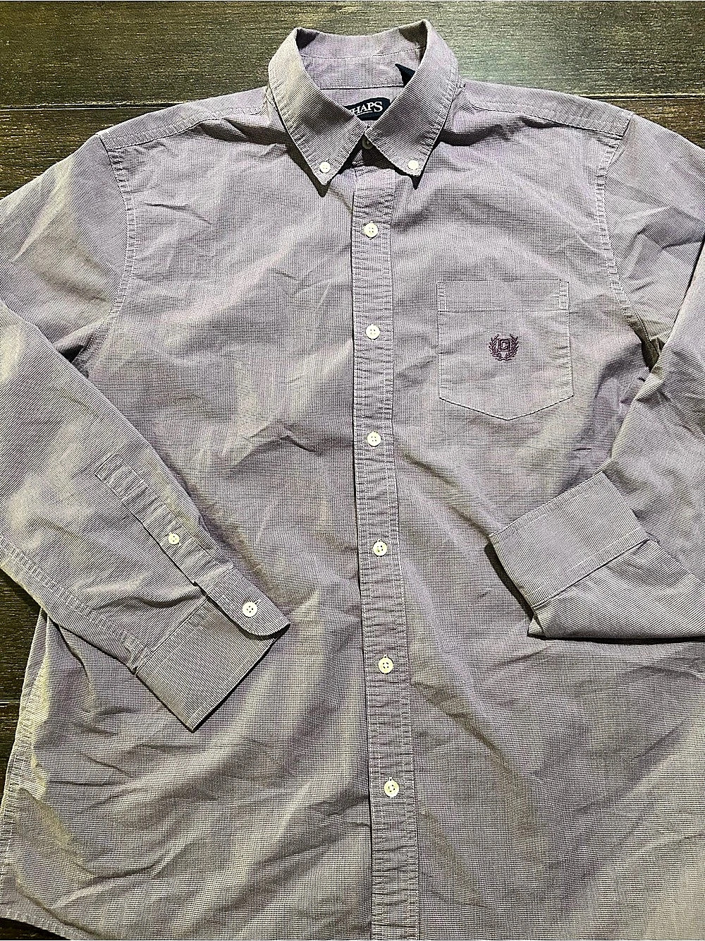 Chaps Men's Stretch Easy Care Button-Down Shirt Purple Large